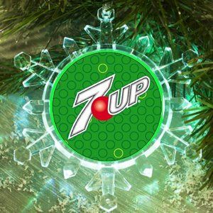 7Up Soda Drink Pop Snowflake Blinking Lit Holiday Last Christmas Tree Ornament